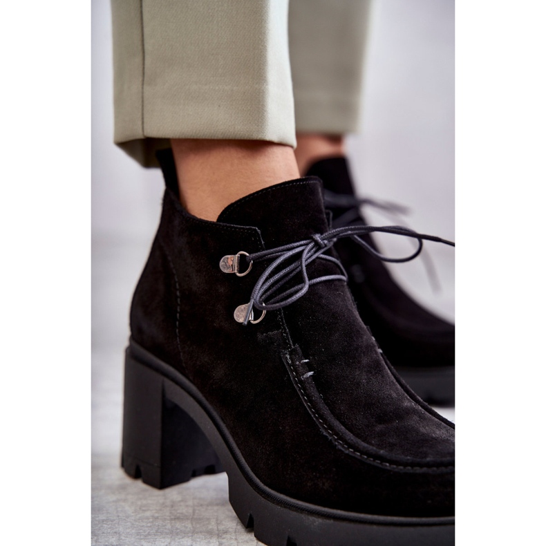 Botas femininas de camurça amarradas pretas Marianne preto 2