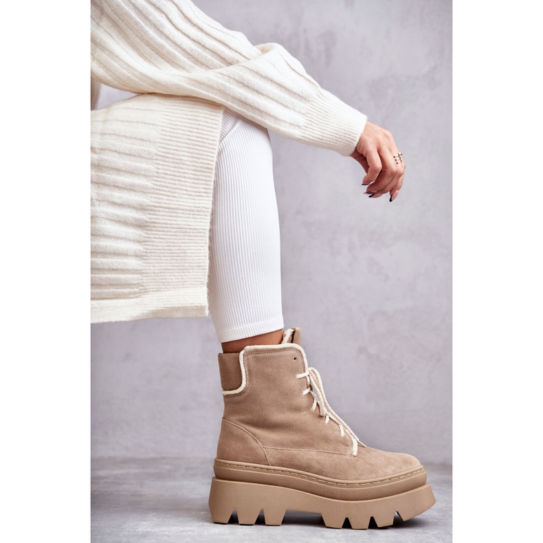 PL5 Botas de camurça com cordões bege Elisabeth castanho 1 PL5 Botas de camurça com cordões bege Elisabeth castanho 1