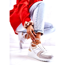 S.Barski Sapatos esportivos de couro em uma cunha branca e cinza Rayana branco 1