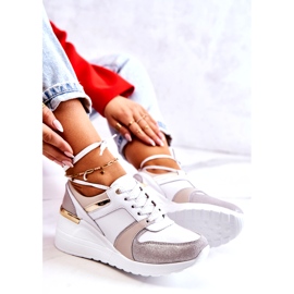 S.Barski Sapatos esportivos de couro em uma cunha branca e cinza Rayana branco 3