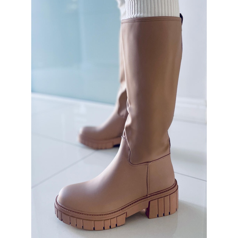 Botas femininas Grande Khaki bege 1 Botas femininas Grande Khaki bege 1