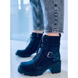 Brooks Bota preta com cadarço de salto alto preto 1 Brooks Bota preta com cadarço de salto alto preto 1