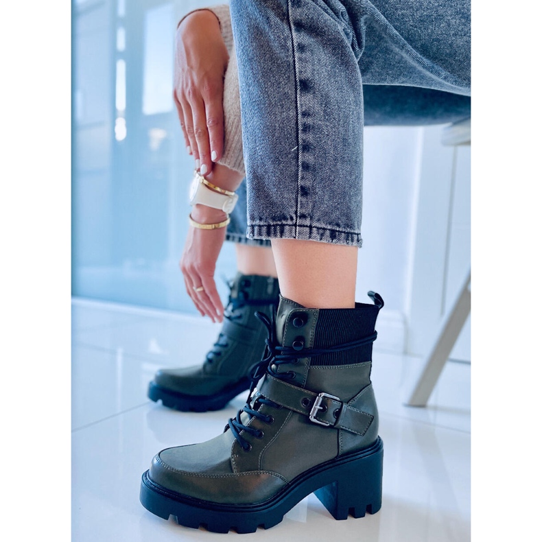 Botas de salto alto com cadarço Brooks DK.GREEN verde 2 Botas de salto alto com cadarço Brooks DK.GREEN verde 2
