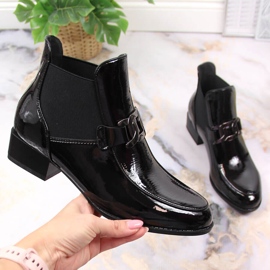 Bota Chelsea preto Potocki lacado preto para mulher 1