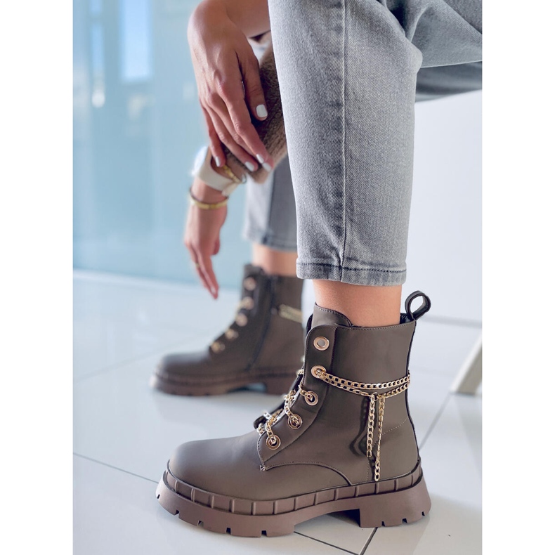 Bota Lohan Khaki com cadarço castanho cáqui 1