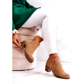 PL5 Botas femininas de couro com salto Camel Larsa marrom 4