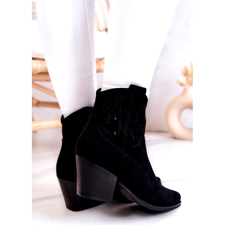 S.Barski Botas de cowboy femininas de camurça pretas Devon preto 4