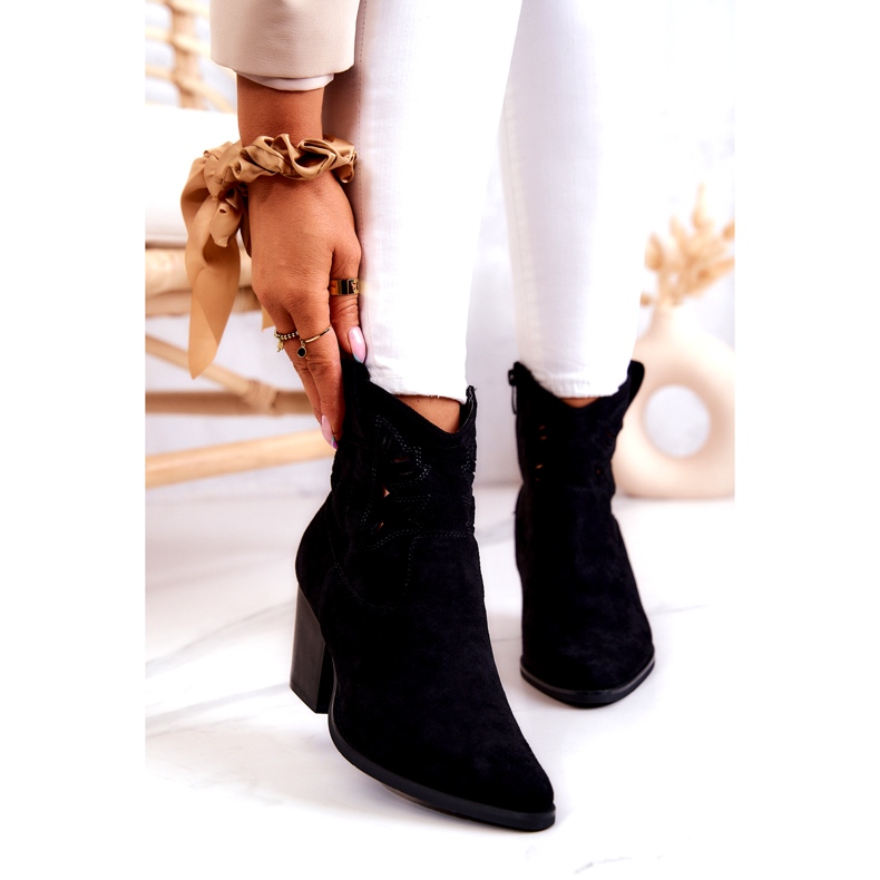 S.Barski Botas de cowboy femininas de camurça pretas Devon preto 1