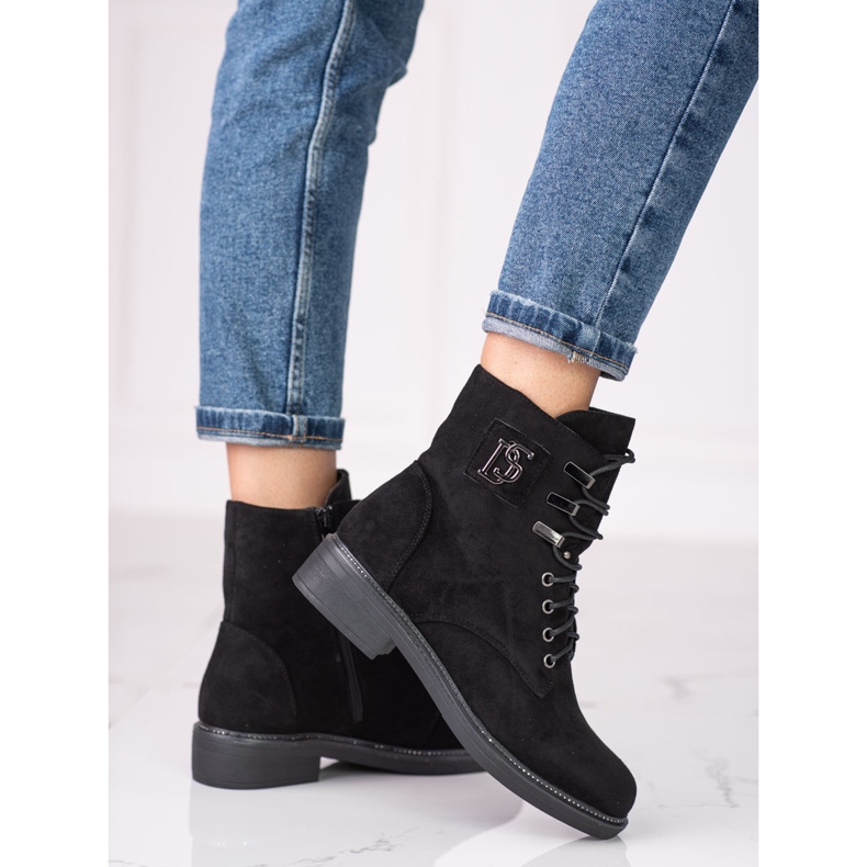 Trabalhadoras femininas feitas de camurça ecológica Shelovet preto 1