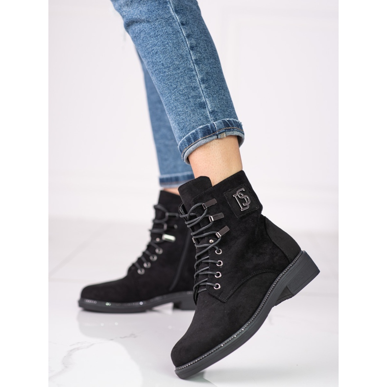 Trabalhadoras femininas feitas de camurça ecológica Shelovet preto 2