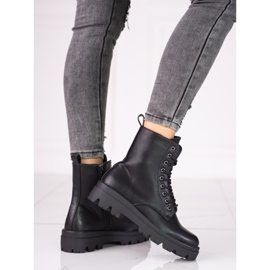 Botas pretas Shelovet com atacadores para mulher preto 2