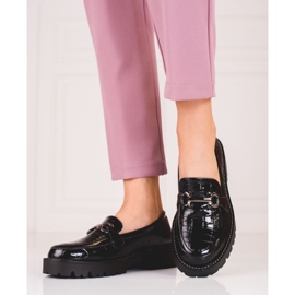 Mocassins femininos com sola grossa Shelovet preto 1