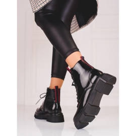 Botas Shelovet Laced de Mulher com Lacado Claro preto 1
