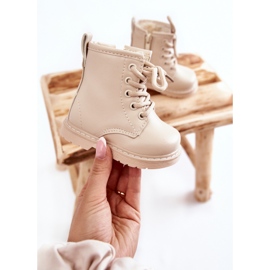 Botas de couro infantil com zíper bege Omua 1 Botas de couro infantil com zíper bege Omua 1