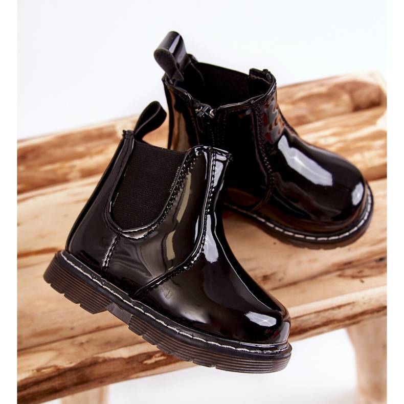 Botas Quentes Lacadas Infantil Porky Preto 2