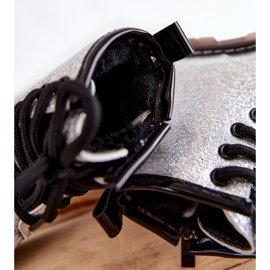 FR1 Botas infantis quentes com goopy prateado lacado com zíper prata 2
