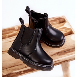 Botas quentes de couro infantil Porky preto 2