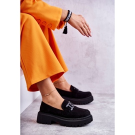 Sapatos femininos de camurça com decoração preta preto 3