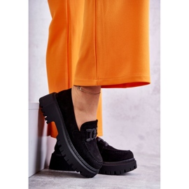 Sapatos femininos de camurça com decoração preta preto 2