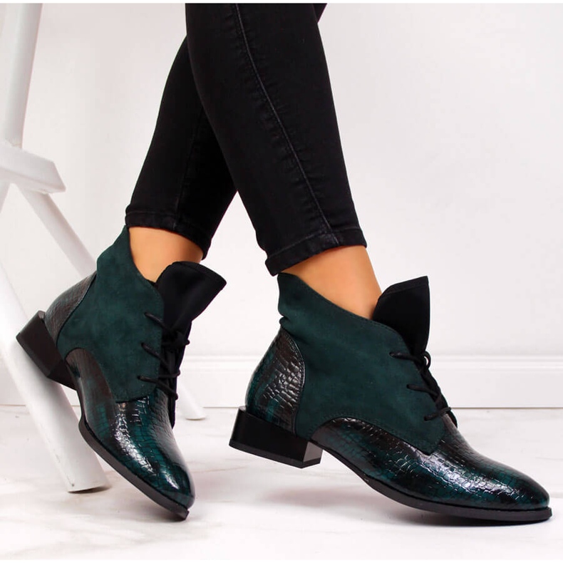 Botas femininas com isolamento ecológico pele de cobra Jezzi verde 1