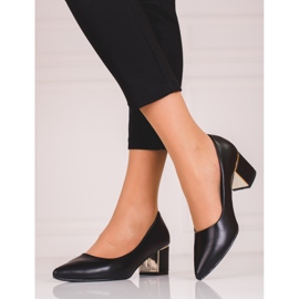 Sapatos pretos femininos em um poste baixo Shelovet 1