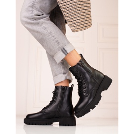 Botas pretas Shelovet com atacadores para mulher preto 1