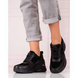 Tênis feminino de couro preto Shelovet 2