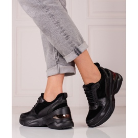 Tênis feminino de couro preto Shelovet 1