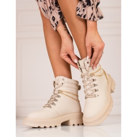 Botas de caminhada de mulher bege com correntes Shelovet 2