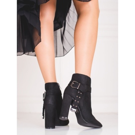 Botas femininas no poste feitas de camurça ecológica Shelovet preto 1