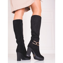 Botas femininas em um poste alto Shelovet preto 2