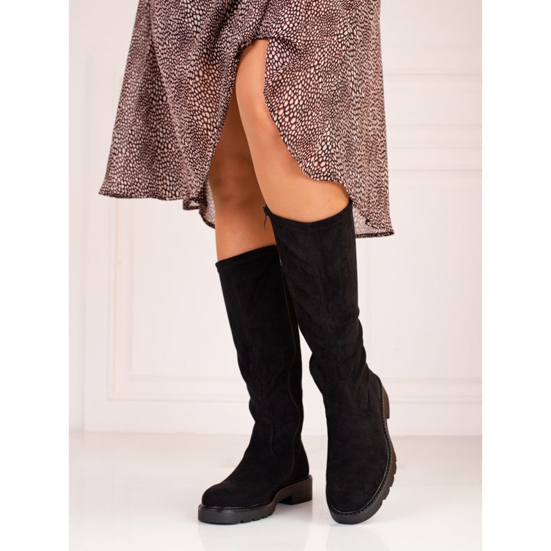 Botas femininas de camurça preta Shelovet preto 1