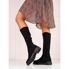 Botas femininas de camurça preta Shelovet preto 2