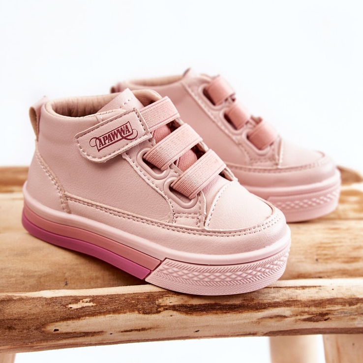 PA1 Tênis infantil cano alto com nervuras rosa Baxter 1 PA1 Tênis infantil cano alto com nervuras rosa Baxter 1