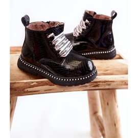 PA1 Botas de couro preto quente infantil Dottie 2