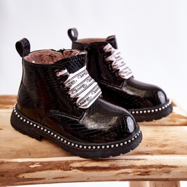 PA1 Botas de couro preto quente infantil Dottie 1