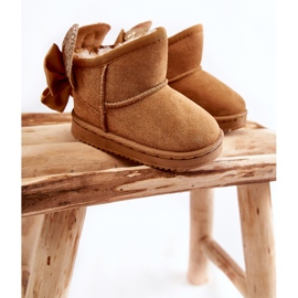 Botas de neve quentes para meninas com laços Camel Meriva marrom 2