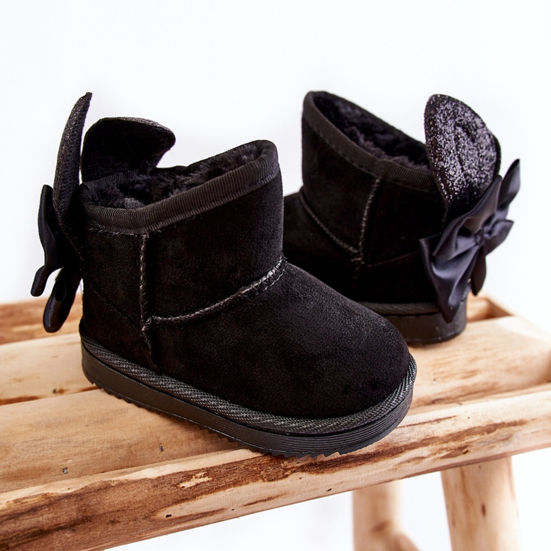 Botas de neve quentes Meriva femininas pretas com laços preto 2 Botas de neve quentes Meriva femininas pretas com laços preto 2