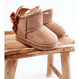 Botas de neve quentes Meriva femininas bege com laços 2