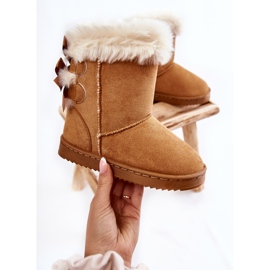 Botas quentes infantis com laços bege botas de neve divertidas castanho 1