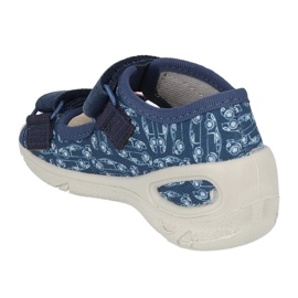 Chinelos infantis Befado de pu com velcro 065P165 azul marinho e vermelho azul-marinho 2