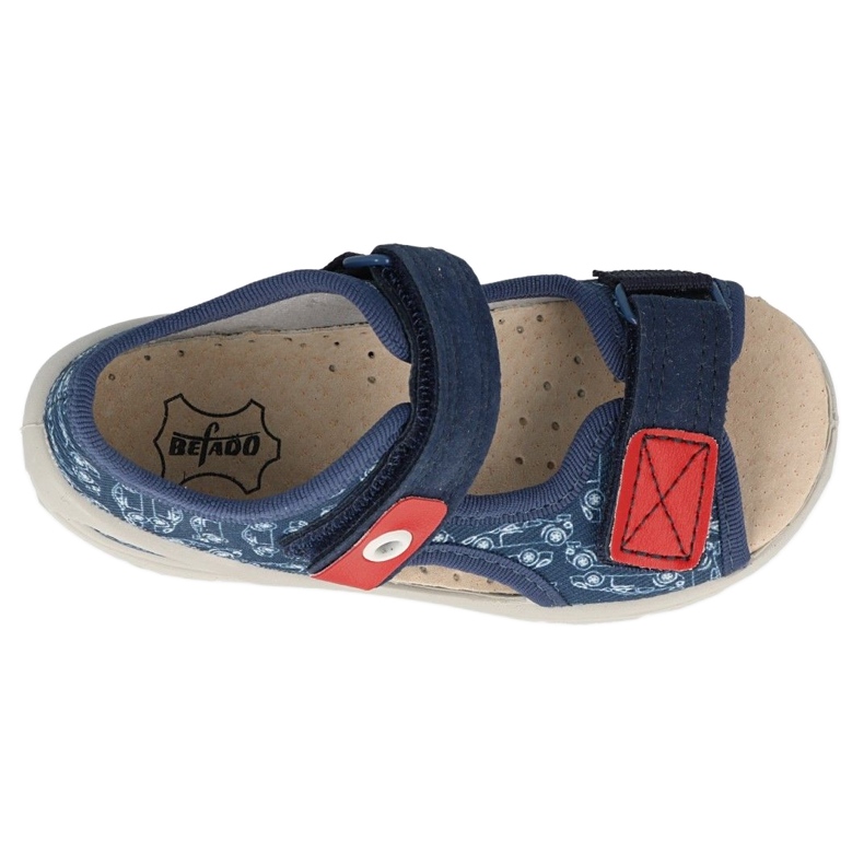Chinelos infantis Befado de pu com velcro 065P165 azul marinho e vermelho azul-marinho 4