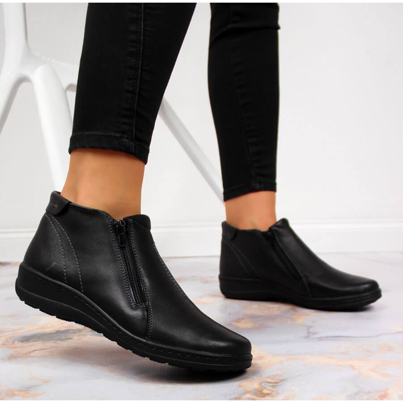 Botas de couro pretas confortáveis ​​Helios 642 preto 2