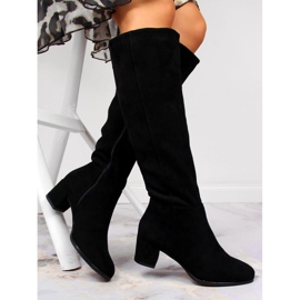 Botas femininas pretas Sergio Leone quentes no poste preto 1