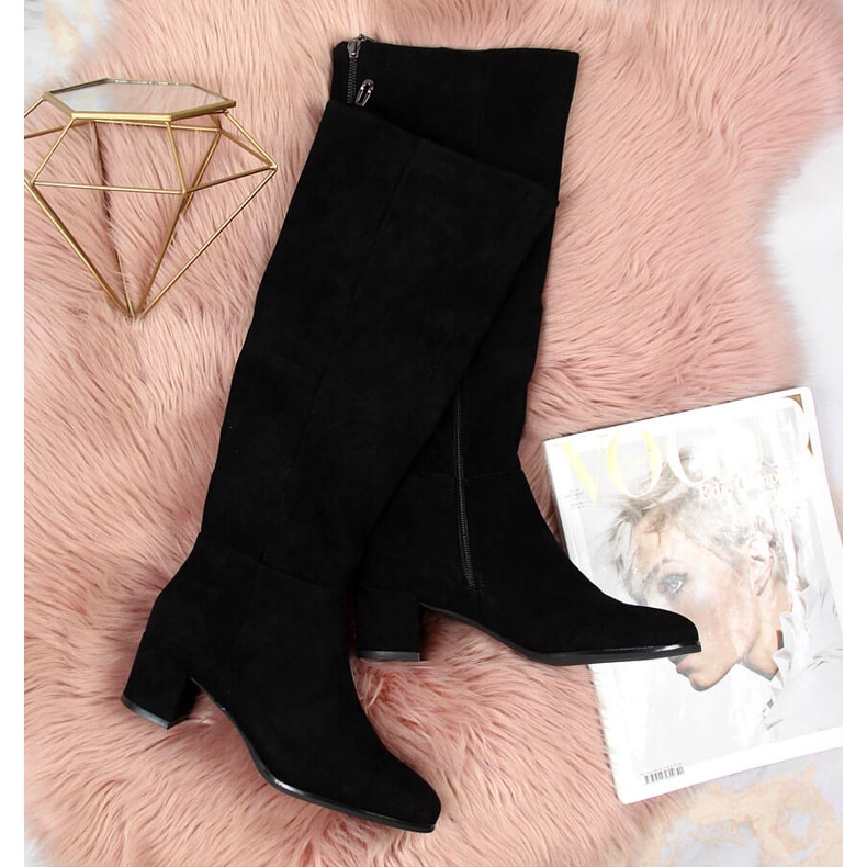 Botas femininas pretas Sergio Leone quentes no poste preto 2