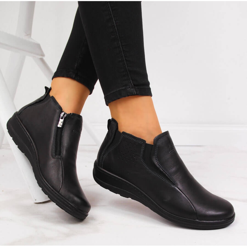 Botas femininas de couro confortáveis ​​Helios 566 pretas preto 1