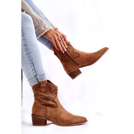 FB1 Botas de cowboy de camurça a céu aberto com costura camelo Elvire B-829 castanho 4 FB1 Botas de cowboy de camurça a céu aberto com costura camelo Elvire B-829 castanho 4