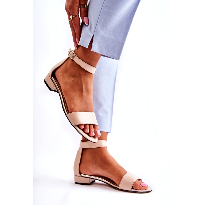 PA2 Sandálias femininas de couro bege Shanley 4099 2