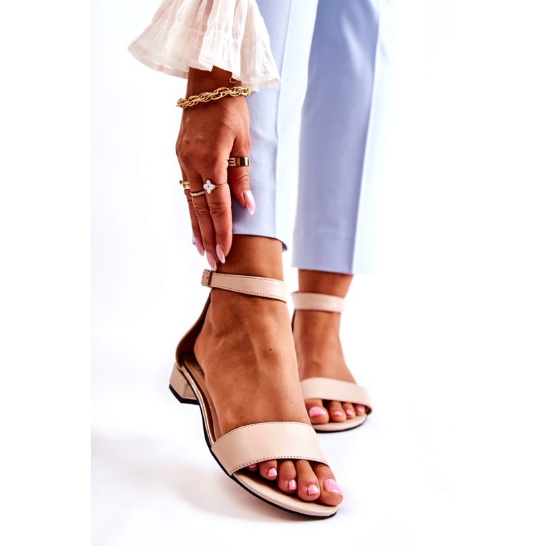 PA2 Sandálias femininas de couro bege Shanley 4099 1