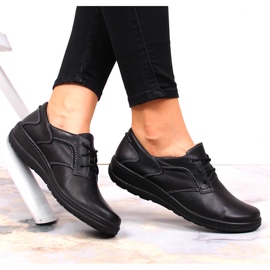 Sapatos femininos confortáveis ​​de couro preto Helios 715 4